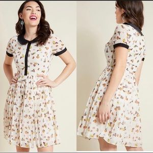 ModCloth Peter Pan Dress Pleated Retro Perfume